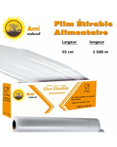 Film  étirable alimentaire- 1500m x 55cm